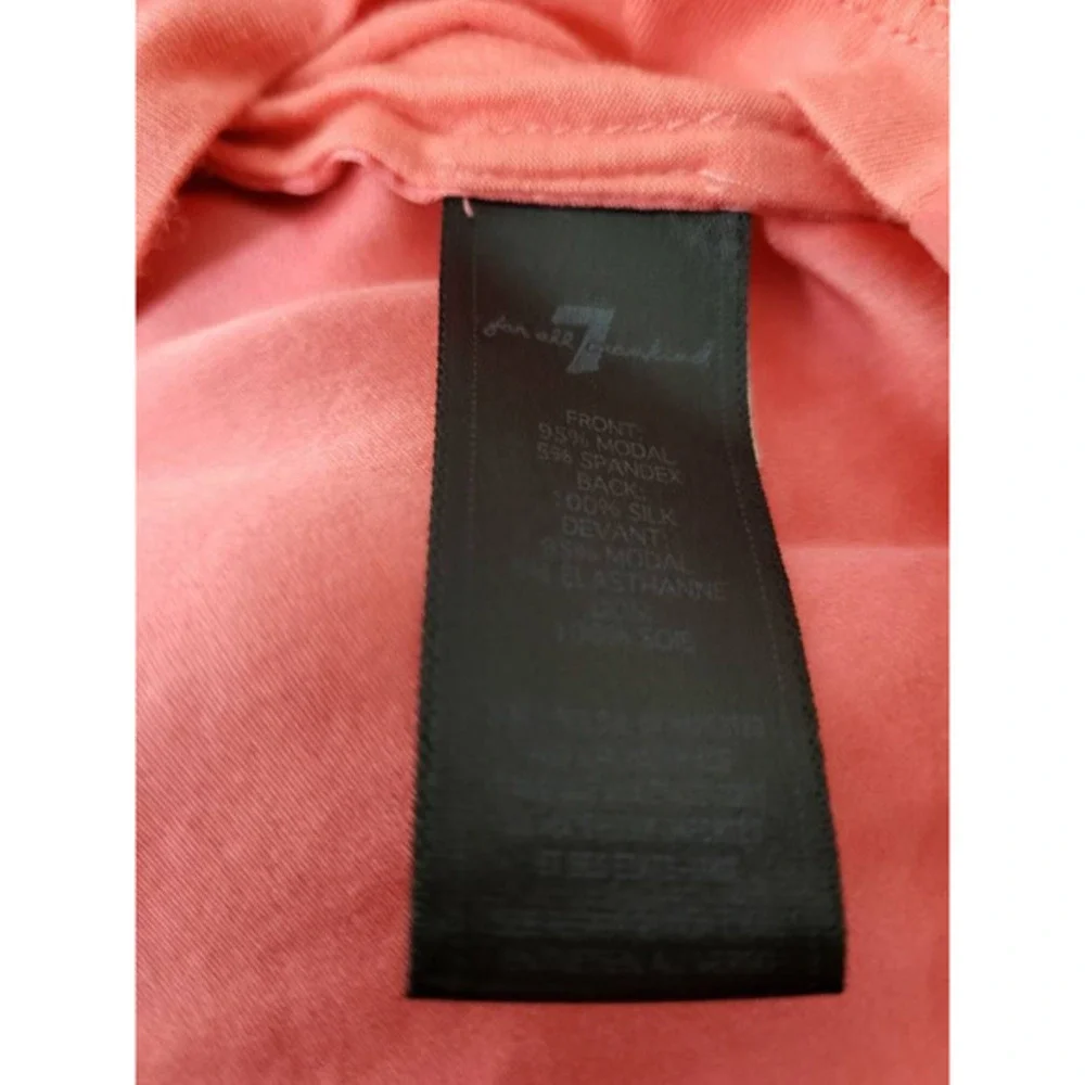 7 For All Mankind Womens T-Shirt Pink Short Sleeve Roll Tab Scoop Neck Stretch M - Picture 6 of 6